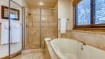 The Breck Haus - Master King Suite ensuite soaking tub and shower